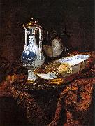 Willem Kalf Still-Life with an Aquamanile, Fruit, and a Nautilus Cup painting